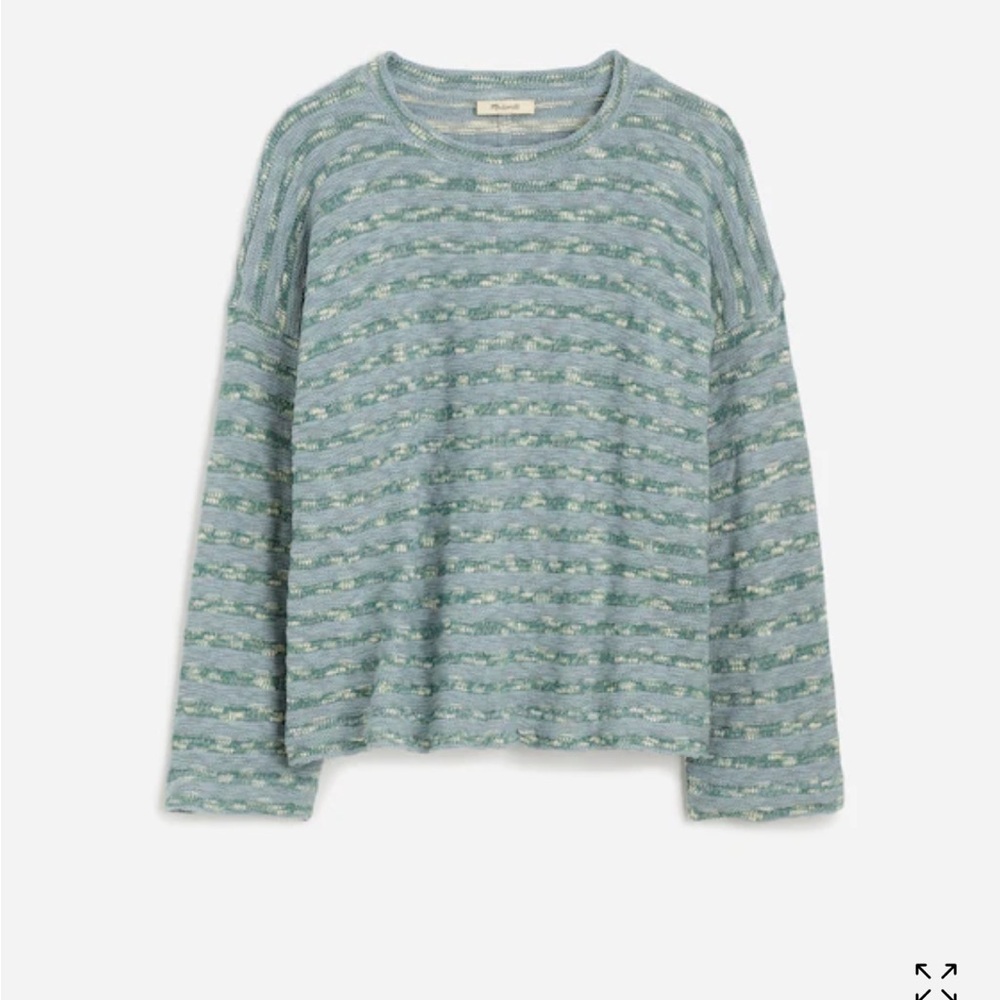 Madewell Textured Blue Long Sleeve Knit Top
